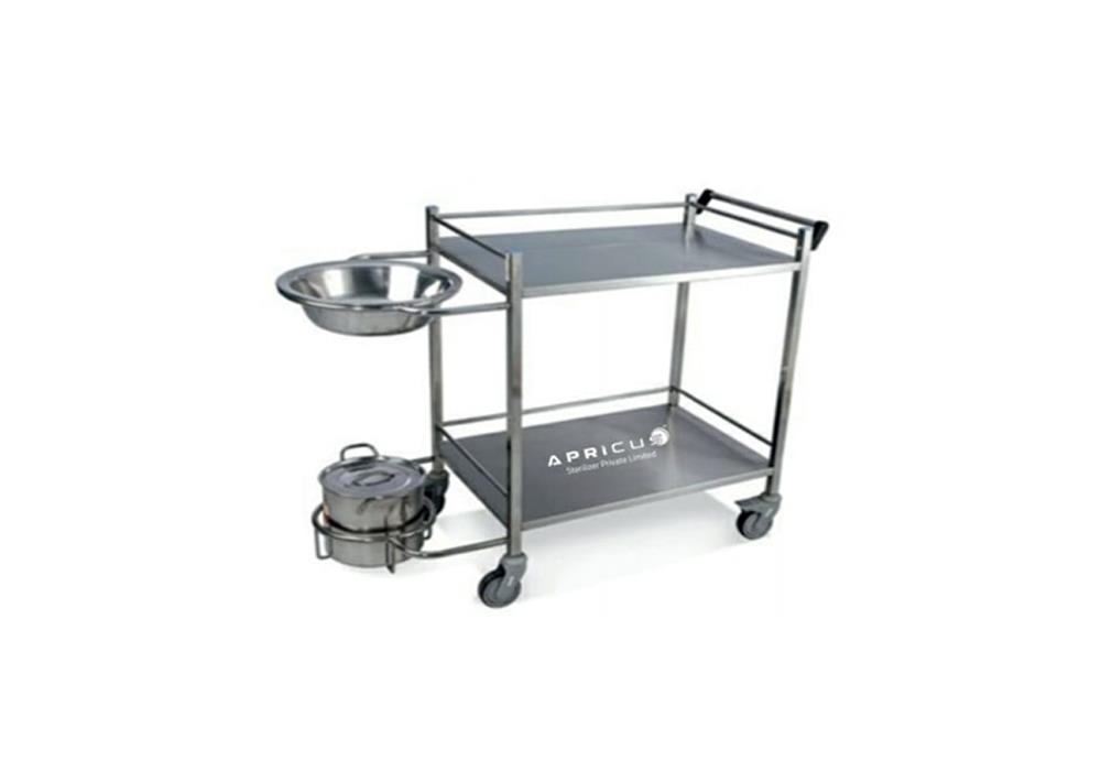 Dressing Trolley with SS Bucket & SS Bowl